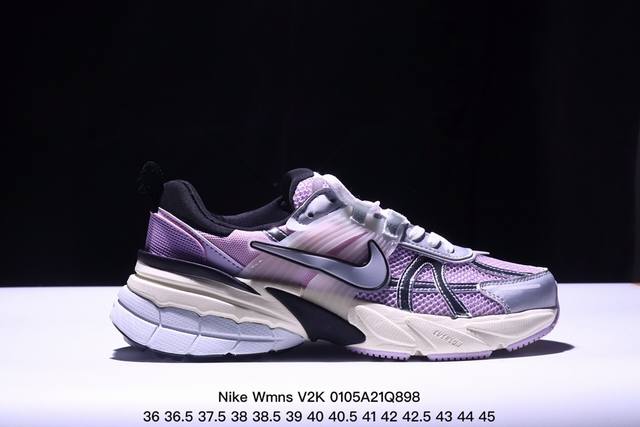 真标耐克nike Wmns V2K Runtekk Low”White Grey Pink”复古潮系列未来复古老爹风百搭休闲运动慢跑鞋 货号:Hq4046-00