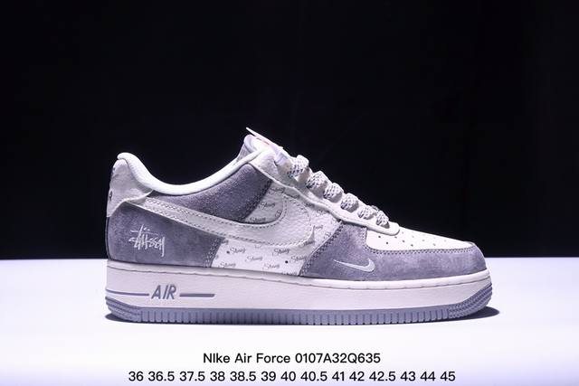 海外限量发售！公司级nike Air Force 1 '07 Low “斯图西 简约灰”空军一号 低帮 运动鞋 休闲鞋 折边针车 工艺难度大 原楦头原纸板 原装