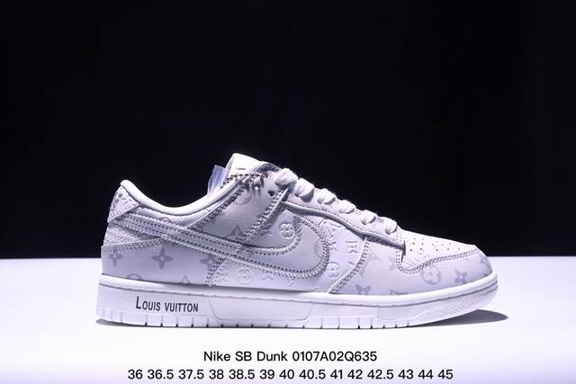 海外爆款限量发售！公司级 Nike Sb Dunk Low“Lv联名 冰蓝印花” 周年高端定制 低帮休闲板鞋 定制鞋盒 大厂纯原品质出货 超高清洁度 皮料切割干