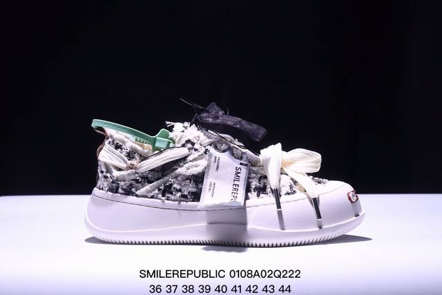 Smilerepublic格纹 时尚潮流防滑增高低帮帆布鞋男女同款黑白色 Xm0108Q222