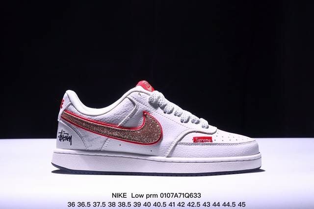 海外爆款简约风格设计，融合 Nike Low Prm 小空军lv联名-闪星黑勾棕白灰配色，低帮百搭透气休闲运动板鞋 . 原数据独家私模大底 纯正版型 清洁度完美