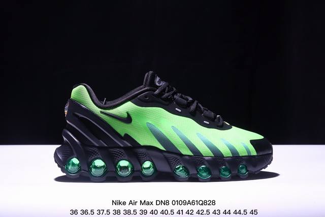 公司级nike Air Max Dn8 全掌科技气垫 缓震运动跑鞋 Dn8的核心亮点在于其八腔气垫结构 根据不同部位设定的气压值专为行走设计提供卓越的舒适感 鞋