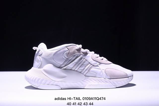 真标adidas 泡泡鞋 阿迪达斯三叶草hi-Tail男复古网面经典运动鞋厚底老爹鞋。这款adidas Hi-Tail经典鞋，展现90年代末至21世纪初的时尚风