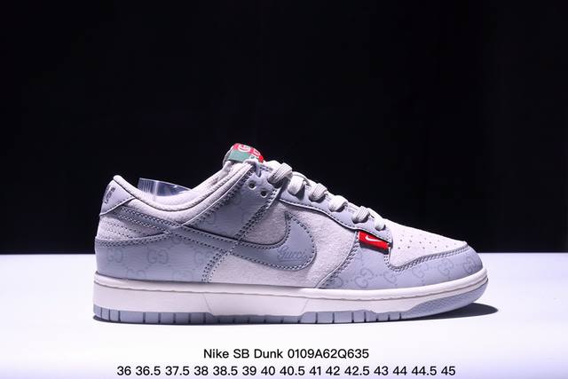 海外爆款限量发售！公司级 Nike Sb Dunk Low“古驰联名 暗纹灰勾” 周年高端定制 低帮休闲板鞋 定制鞋盒 大厂纯原品质出货 超高清洁度 皮料切割干