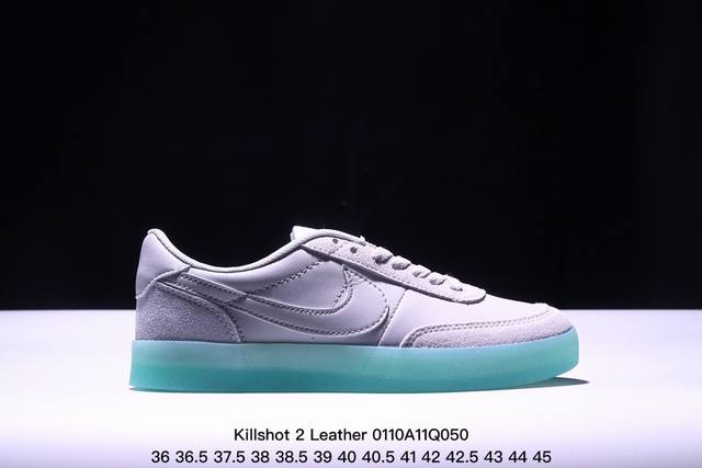 耐克 Killshot 2 Leather 受到og网球鞋的启发，Killshot 2采用多种纹理皮革打造了鞋面，营造出清新的外观。从柔软的绒面革到具有光泽的光