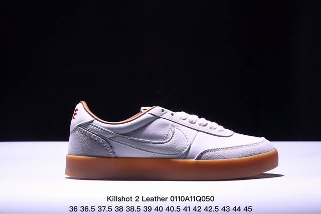 耐克 Killshot 2 Leather 受到og网球鞋的启发，Killshot 2采用多种纹理皮革打造了鞋面，营造出清新的外观。从柔软的绒面革到具有光泽的光