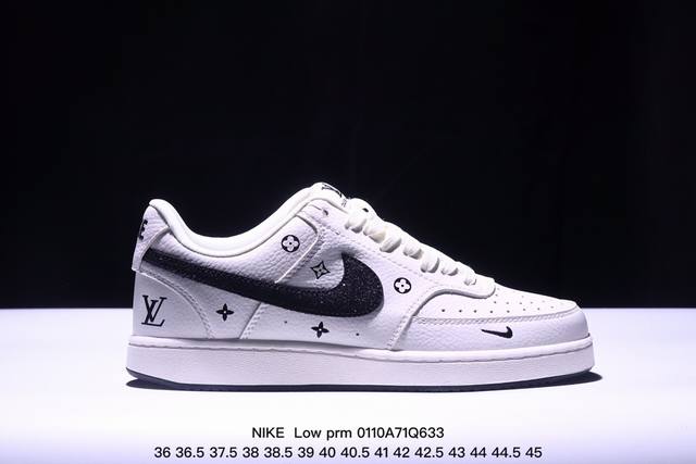 海外爆款简约风格设计，融合 Nike Low Prm 小空军lv联名-闪星黑勾棕白灰配色，低帮百搭透气休闲运动板鞋 . 原数据独家私模大底 纯正版型 清洁度完美