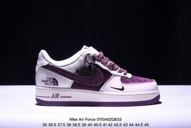 海外限量发售！公司级nike Air Force 1 '07 Low “北面联名--满天星双勾紫白配色”空军一号 低帮 运动鞋 休闲鞋 折边针车 工艺难度大 原