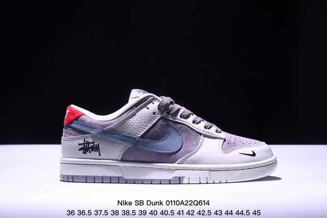 海外爆款限量发售！高端定制nike Sb Dunk Low斯图西联名 奶白灰蓝钩 麂皮效果高端定制 低帮休闲板鞋 定制鞋盒 大厂纯原品质出货 超高清洁度 皮料切