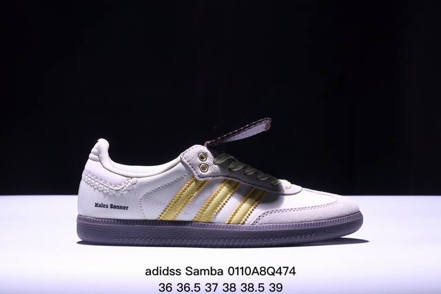 Originals Wb Pony Tonal Samba 桑巴舞系列绅士德训足球风百搭低帮休闲运动板鞋“皮革黑白浅灰焦糖底环保标识”Ie0579 尺码：36