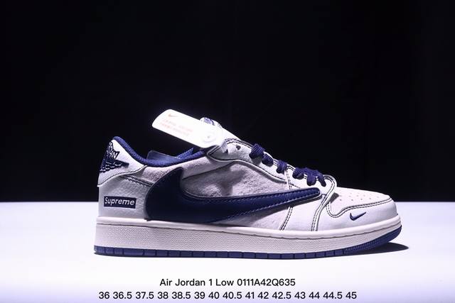 Travis Scott X Fragment Design X Jordan Air Jordan 1 Low Og Sp “古驰联名 白蓝花纹” 多方联名合