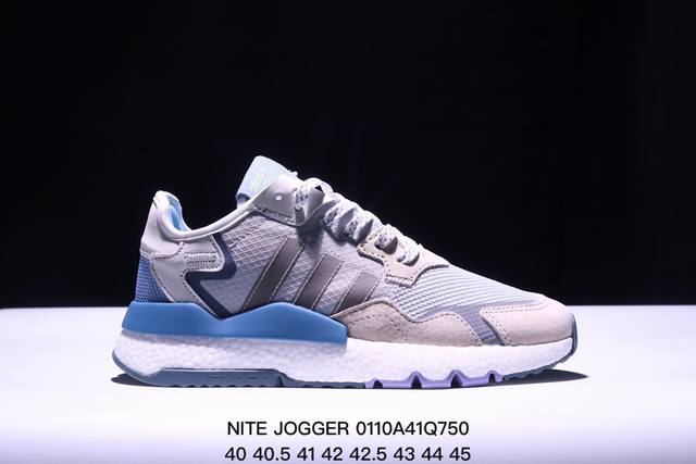 阿迪达斯三叶草 Nite Jogger 经典运动跑鞋 夜行者 复古跑鞋原厂材料 原厂大底 极具复古风格鞋头及鞋跟点缀3M反光设计极为亮眼中底采用全掌 Boost