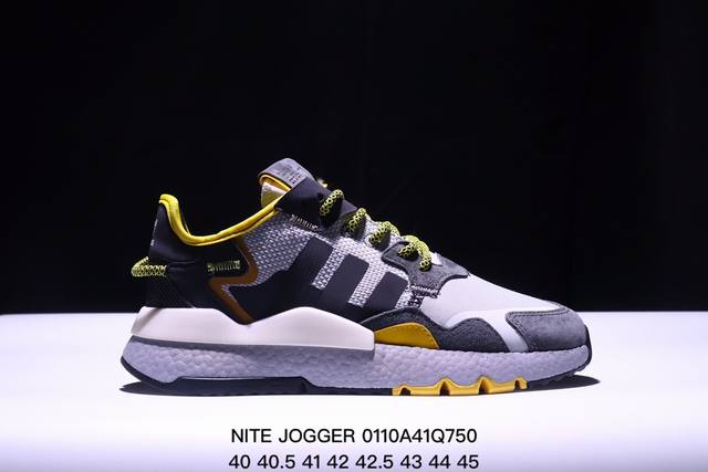 阿迪达斯三叶草 Nite Jogger 经典运动跑鞋 夜行者 复古跑鞋原厂材料 原厂大底 极具复古风格鞋头及鞋跟点缀3M反光设计极为亮眼中底采用全掌 Boost