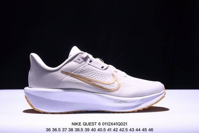 公司级nike Quest 6 全新跑鞋 网面透气 时尚休闲跑步鞋 简约高科技设计采用多层材料，为双足带来凉爽感受和稳固体验时尚鞋面搭配中足包覆设计，提供稳固贴